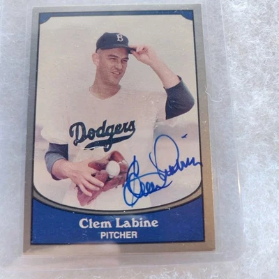 1990 PACIFIC Legends # 89 CLEM LABINE AUTOGRAPH Signed Auto CARD DODGERS - Image 1 of 2