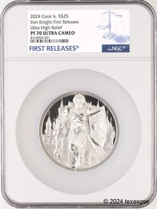 2024 Cook Islands Silver 5oz $25 Iron Knight NGC PF70 First Release - Picture 1 of 2