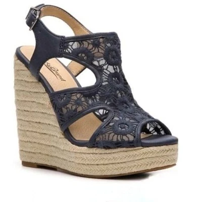 Lucky Brand Ranette Crochet Wedge Sandals Womens Size 9 Boho Fairy Grunge Gothic - Image 1 of 4