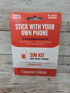 Consumer Cellular SIM Kit | Nano/Micro/Standard | Neu Versiegelt - Bild 1 von 2