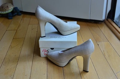 Vintage YVES SAINT LAURENT YSL Canvas High Heels Women Size 8.5M - Image 1 of 4