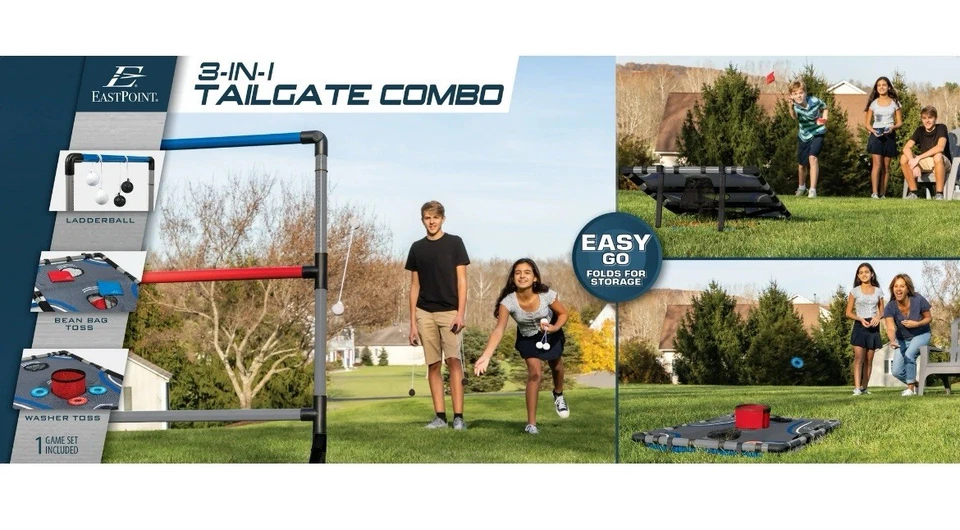 Juego de césped 3 en 1 puerta trasera Cornhole, bola de escalera, lanzamiento de lavadora, plegable Foto 1 de 4