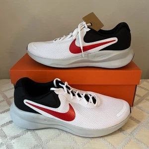 Nike Revolution 7 Blanco Rojo Fuego Negro Tenis Zapatos Para Hombres 10 FB2207-102 NUEVO - Imagen 1 de 15