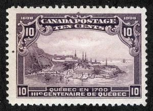 Canada Sc 101 Dark Violet 10¢ 1908 p.12 Light Hinge Original Gum - Bild 1 von 1