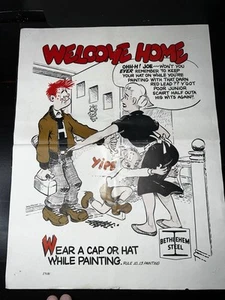 vintage advertising Poster Bethlehem Steel 1959 Welcome Home Comic - Picture 1 of 4