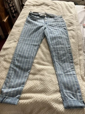 H&M SUPER SKINNY HIGH WAIST SUPER STRETCH STRIPEY JEANS SIZE 14 BNWT - Image 1 of 4