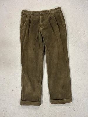 Brooks Brothers Pants Mens 36 Brown Corduroy Pleated Cuffed Casual Trousers - Image 1 of 4