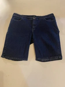 Riders By Lee Jean Shorts Womens 22W M Blue Bermuda Stretch Pockets - Picture 1 of 13