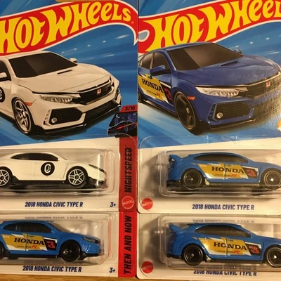 Hotwheels 2025 #123 azul y 2026 #11 blanco 2018 Honda Civic Type R lote de 3 Foto 1 de 4