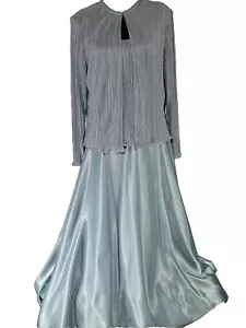 VESTIDO FORMAL CACHET TALLA 18 2 PIEZAS CHAQUETA ARRUGADA CON CUENTAS FALDA DE SATÉN CORPIÑO ARRUGADO - Imagen 1 de 20