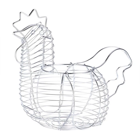 Metal Bread Basket Chicken Shaped Egg Holder Large Wire Basket Wire Fruit Basket Cover
