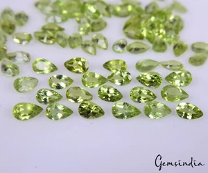 17.10 Cts/77 Pcs Natural Untreated Green Peridot Pear Cut Loose Gems For Jewelry - Bild 1 von 6