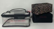 Victoria’s Secret Train Case Clear Logo Lace Black 3pcs Travel Make up Bag Bag