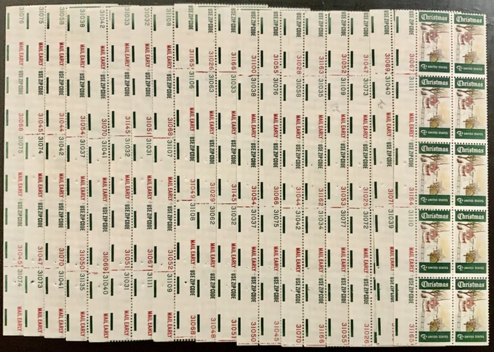 US #1384 MNH Plate Blocks 1969 Christmas Maine Norwary Sled 19 Different - Image 1 of 1