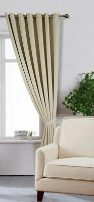 Extra Long 320cm Eyelet Window / Door Curtain Blackout Oyster Grey Soft to Touch - Image 1 of 4