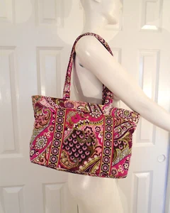 Vera Bradley Very Berry Mandy Tote Shoulder Bag Pink Multi Paisley Floral Medium - Picture 1 of 8