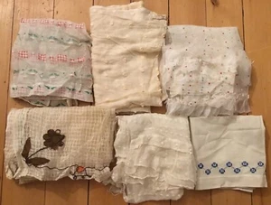 VTG 40’s Lot Of 7 Curtains Panels Sheer Dots & Misc Kitchen Dining Retro Crafts - Picture 1 of 17
