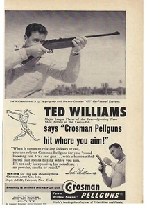1958 Crosman Arms Pellguns Ted Williams Major League Player Vintage Print Ad - Picture 1 of 1