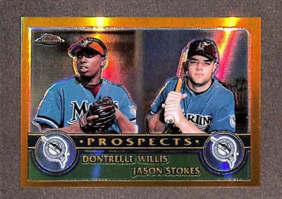 2003 Topps Chrome Gold Refractor /449 Dontrelle Willis Jason Stokes #433 - Image 1 of 3