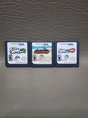 3 Nintendo DS  Video Games Cartridges SIMS 2, SIMS 2 PETS, SIMS 2 CASTAWAY - Image 1 of 2