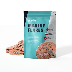 Copos de comida para peces marinos iQuatics - con vitaminas y minerales añadidos - Imagen 1 de 8