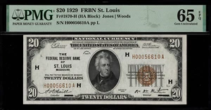 1929 $20 Federal Reserve Bank Note - St. Louis - FR.1870-H - Graded PMG 65 EPQ - Picture 1 of 2