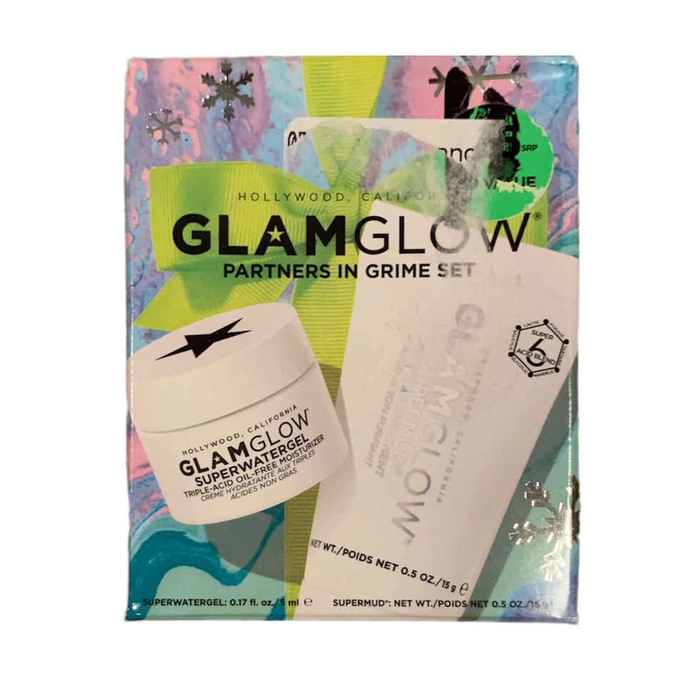 GlamGlow Partners In Grime Duo Set – Supermud Mask & SuperWaterGel – Gift Set