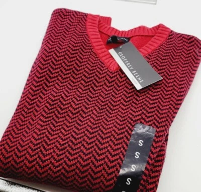 Men’s Ski Sweater V Neck Long Sleeved Christmas GIFT Herringbone WINE Zig Zag Sm - Image 1 of 4