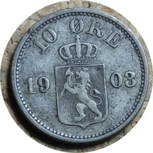 elf Norway with Sweden 10 Ore 1903 Silver Oscar II - Picture 1 of 2