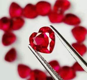 Lote de 25 piedras preciosas en forma de corazón sueltas certificadas rubí mogok natural 6x5 mm - Imagen 1 de 4