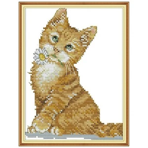 Cat Cross Stitch Kit - 14CT, 17*21cm - Picture 1 of 2