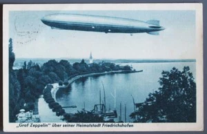 AUSTRIA Alemania 1933 ZEPPELIN - Bonito dirigible sobre Friedrichshafen PPC BREGENZ - Imagen 1 de 2