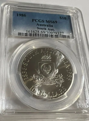 1986 Australia South Aus. $10  PCGS MS69-Very Low Population-Highest Graded - Image 1 of 4