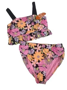 Girls Tankini Swimsuit Wonder Nation Floral Print Ruffle 2Pc SZ LRG (10-12) NWT - Picture 1 of 9