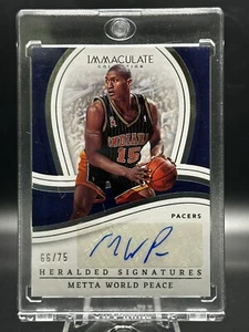 2022-23 Panini Immaculate Heralded Signatures Metta World Peace SP AUTOMÁTICO #66/75 - Imagen 1 de 7