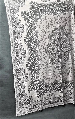 Classic Windermere White Cotton Blend 74" x 88" Lace Tablecloth Dining Room  - Image 1 of 4