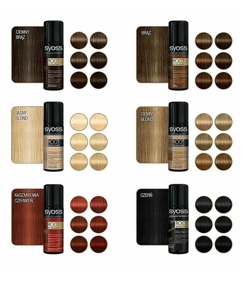 SCHWARZKOPF Syoss Root Retoucher Spray Hair Color Dye No Ammonia 6 Shades, 120ml