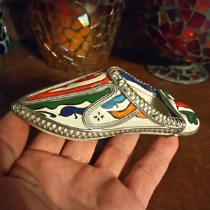 Posacenere per scarpe in ceramica dipinto a mano avvolto filo argento Fassi Fes marocchino - Foto 1 di 10