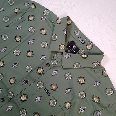 Volcom Men's Shirt XL Mister Fib Short Sleeve Green Print Casual Logo  - Image 1 of 4