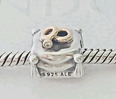 Genuine Pandora Bracelet Charm - Silver & 14k Gold Romantic Union Wedding Rings - Image 1 of 4