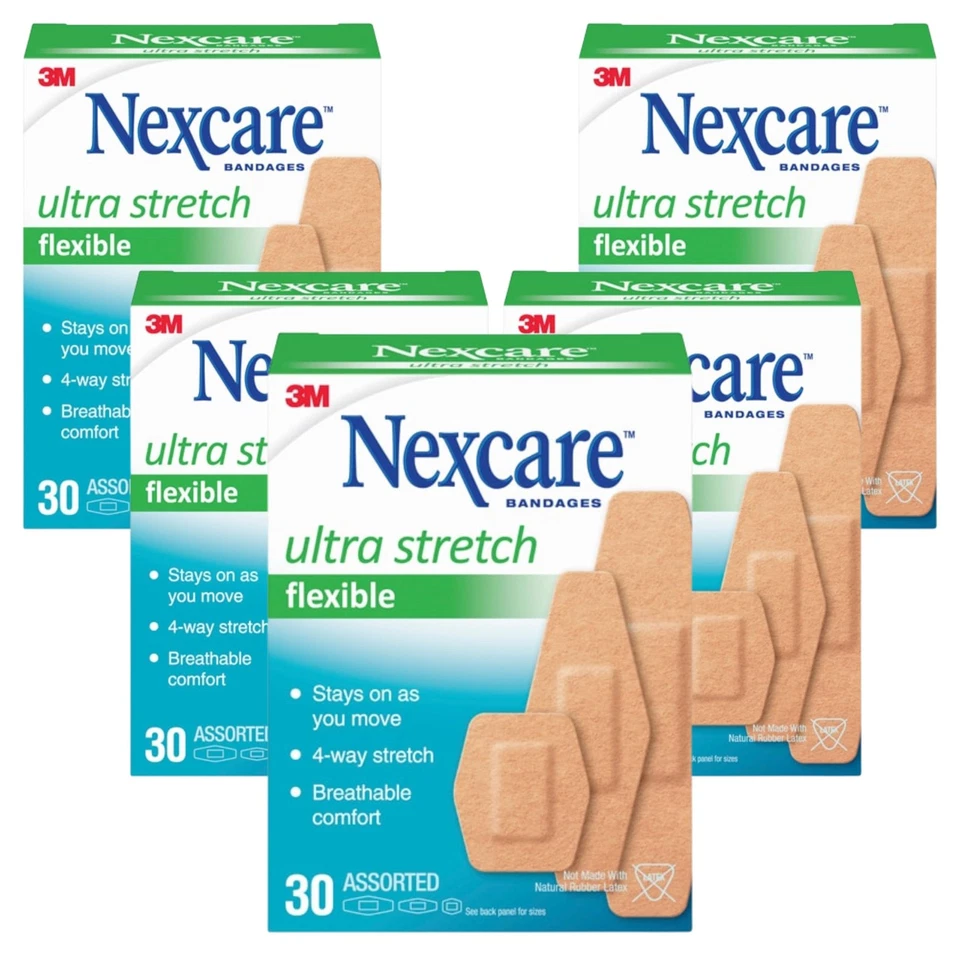 6x Nexcare Soft 'n Flex Bandages Assorted 576-30pb