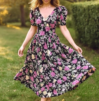 Rare Vintage Laura Ashley Midi Dress US 8 - Great Britain Pristine Condition - Image 1 of 4