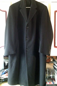 Jos. A. Bank Black 100% Wool Three Button Trench Coat Overcoat Size: 40R - Picture 1 of 9