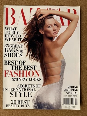 Harper’s Bazaar US Magazine Gisele Bundchen February 2003 Vintage USA Fashion  - Imagem 1 de 2