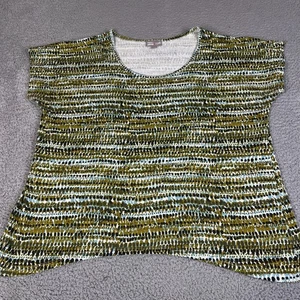 Top donna J. Jill Perfetto Pima XL verde blu manica corta scollo a scoop cotone - Foto 1 di 15