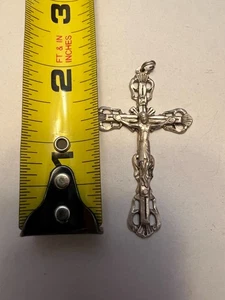 Sterling Silver Crucifix Pendant Ornate Italy - Picture 1 of 5