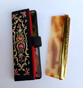 Vintage 1950s Comb & Mirror Cased Set, Handbag Size, Excellent Vintage Condition - Picture 1 of 8