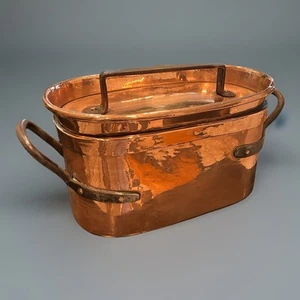 Grande antica pentola Braisières in rame con manici in acciaio, C 1800 - Foto 1 di 11