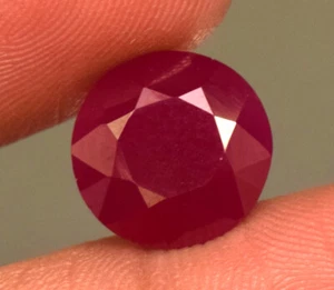 Natural Mozambique Red Ruby Loose Gemstone 5.90 Round Cut Loose Gem GLASS FILLED - Picture 1 of 5