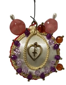 VTG Satin Push Pin Ornament Beaded Brooches Pink & Purple Elaborate Unique - Picture 1 of 5